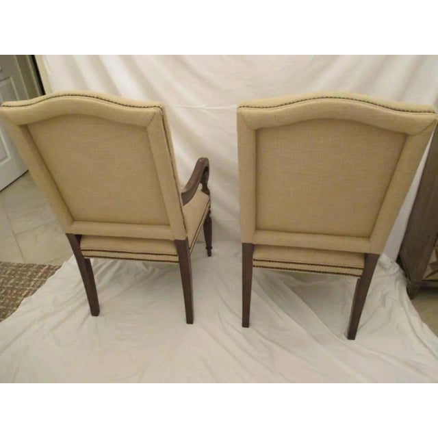 Traditional Vintage Upholstered Armchairs With Nailhead Trim - a Pair For Sale - Image 3 of 5