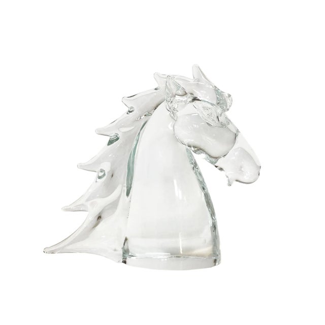 Mid Century Hand Blown Noble Glass Equine Bust For Sale - Image 4 of 4