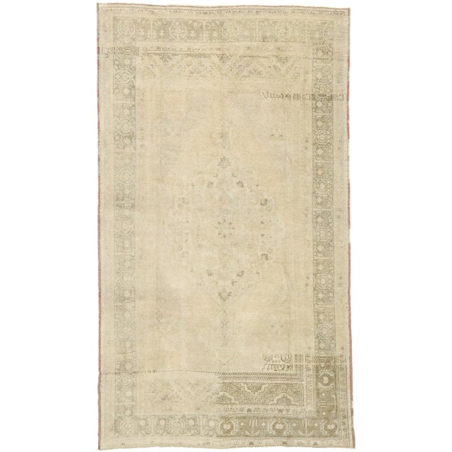 Mid 20th Century Muted Vintage Turkish Oushak Rug - 06'05 X 11'01 For Sale - Image 9 of 9