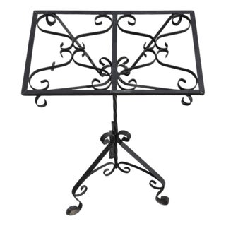 Antique Scrolled Wrought Iron Music Stand For Sale