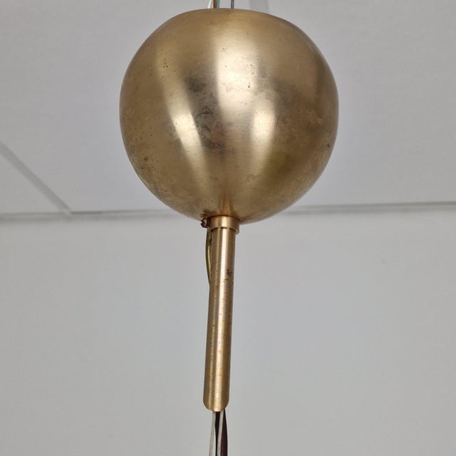 Brown Italian Murano Glass Pendant Light with Brass Fixtures from Vetrofond, 1980s For Sale - Image 8 of 9
