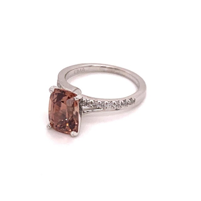 Diamond Zircon Ring 14k White Gold Large 4.45 TCW Women Certified, Size 6.5 For Sale - Image 4 of 9