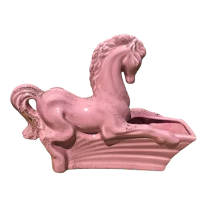 1950s California Pottery Equestrian Stallion Tv Lamp & Planter by Gilner Pottery