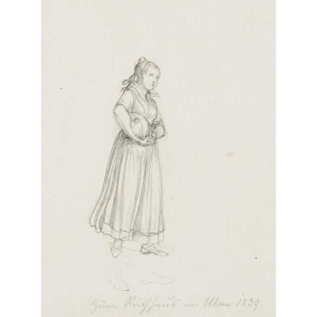 M. Neher, Figure Study on the Town Hall in Ulm, 1839, Pencil For Sale - Image 5 of 5