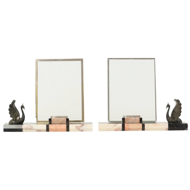 Large Art Deco Marble Photo Frames with Birds, 1930s, Set of 2 For Sale - Image 3 of 18