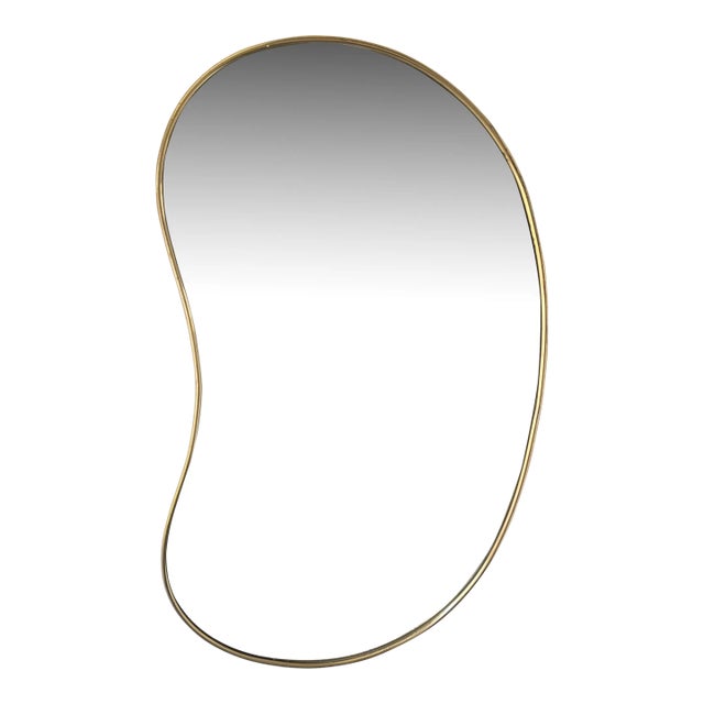 Brass Free Form Haricot Mirror. Italy, 1950s For Sale