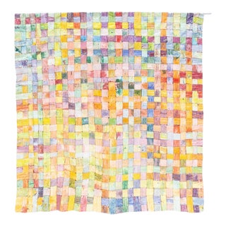 Large Painted Woven Muslin and Canvas Hanging by Charlotte Shoemaker For Sale