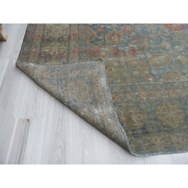 Mid 20th Century Antique Distressed Persian Tabriz Rug - 10′10″ × 18′4″ For Sale - Image 5 of 6