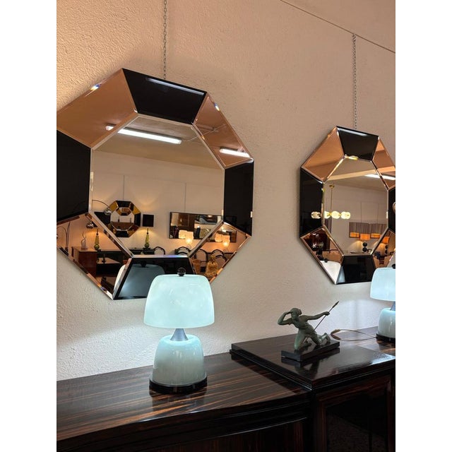 Italian Octagonal Wall Mirrors with Black and Pink Geometric Frames, 2000s, Set of 2 For Sale - Image 9 of 11