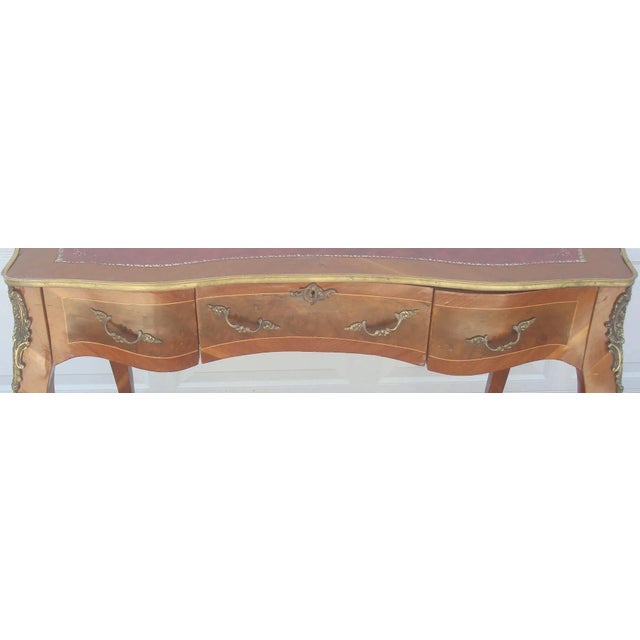 Burgundy French Ladies Leather Top Desk For Sale - Image 8 of 12