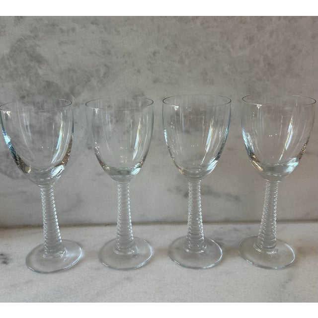 Set of 8 Vintage Ribbed Stem Wine Glasses For Sale In Austin - Image 6 of 9