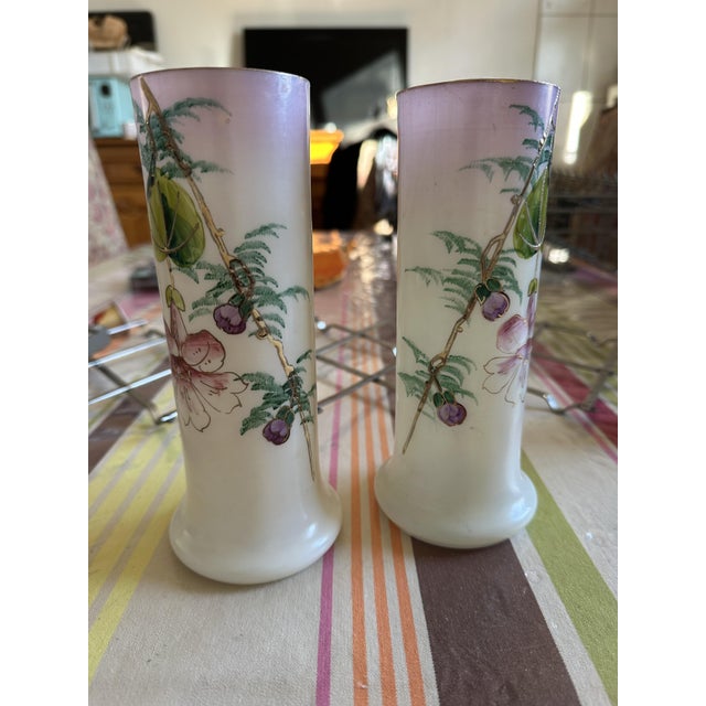 1920s Glass Paste Vases, Set of 2 For Sale - Image 5 of 5