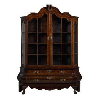 19th Century Chestnut Brown Dutch Vitrine with Brass Hardware For Sale
