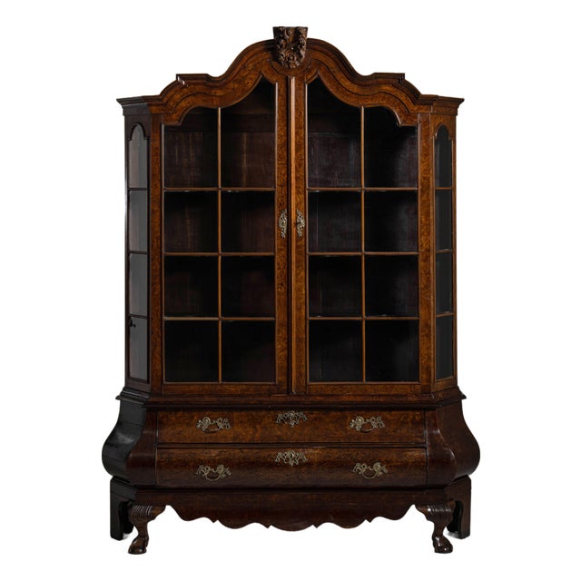19th Century Chestnut Brown Dutch Vitrine with Brass Hardware For Sale