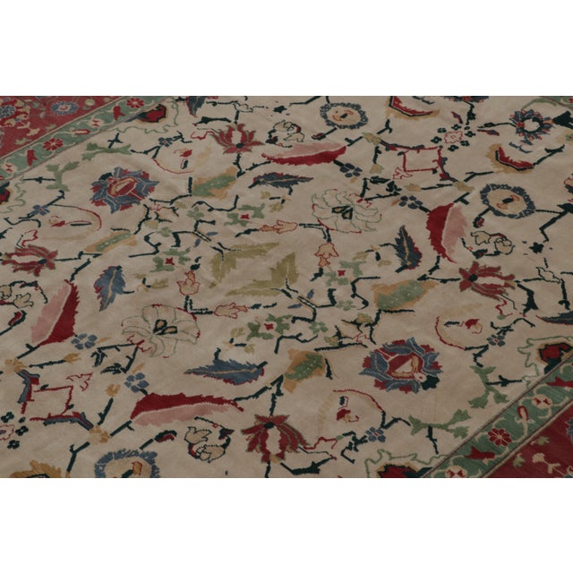 2010s Rug & Kilim’s Traditional Agra Style Rug in Beige, Red and Teal Floral Pattern For Sale - Image 5 of 9