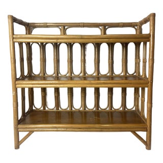 Vintage Bamboo Wicker Display Shelves, 1970 For Sale