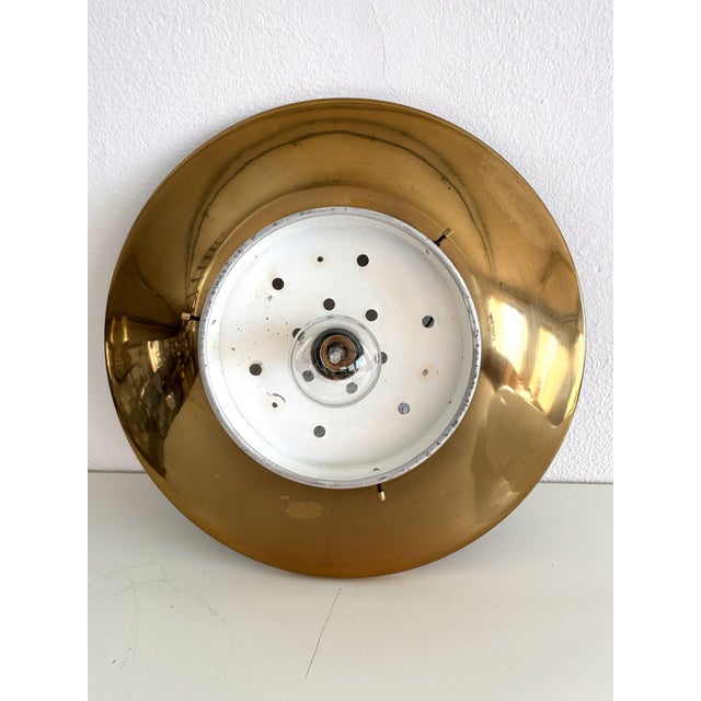 Mid-Century Italian Brass and Glass Flush Mount Light, 1960s For Sale - Image 11 of 16