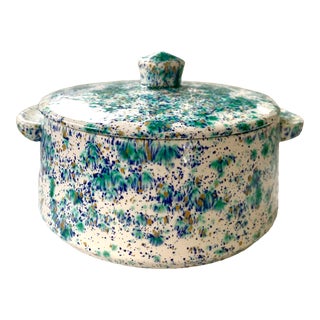 Vintage Blue and Green Speckled Pottery For Sale