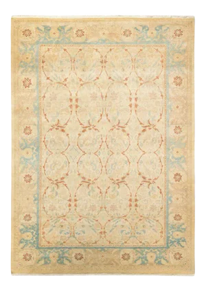 Mogul Collection Hand-Knotted Area Rug - Ivory 6' 4" x 8' 8"