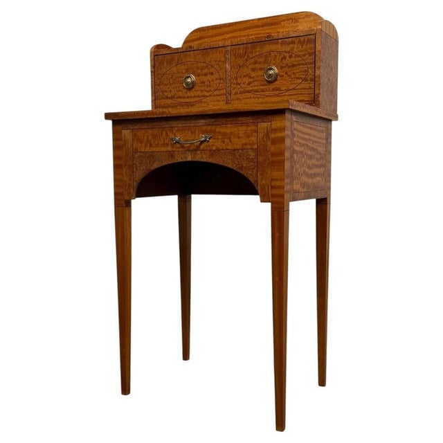 Antique English Satinwood Cabinet with Ebony Inlay For Sale - Image 3 of 14