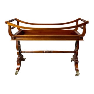 Vintage Baker Georgian Style Carved Mahogany Wine Cart For Sale