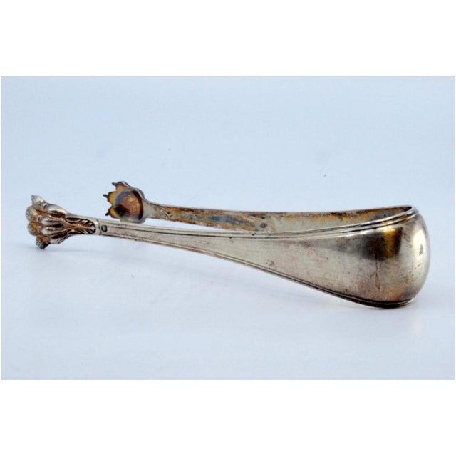 Silver Ice Tongs with Grooves and Reliefs on the Claw-Shaped Tongs For Sale - Image 9 of 10