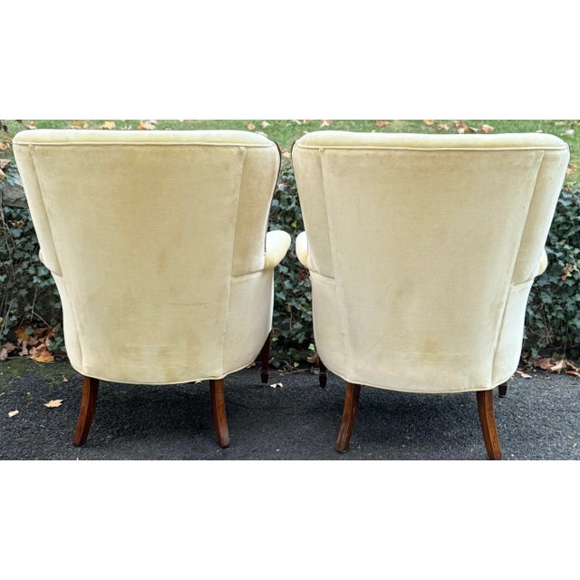 Textile Vintage Louis XVI Upholstered Regency Wingback Chairs - A Pair For Sale - Image 7 of 12