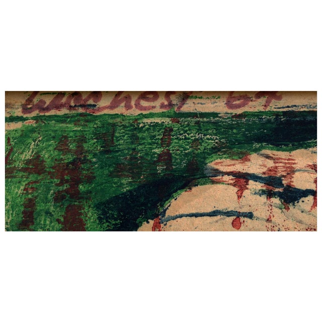 Non-objective mid-century abstract block print by Anthony "Tony" Luchessi (American, b. 1934). Signed and dated "Lucchesi...