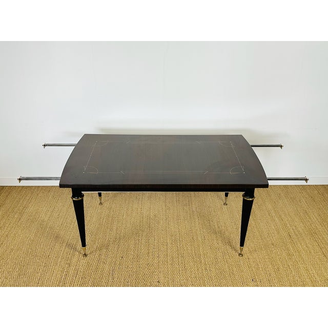 Mid-Century Modern Art Déco Extendable Dining Table in Maccassar Ebony, France, 1950s For Sale - Image 3 of 17