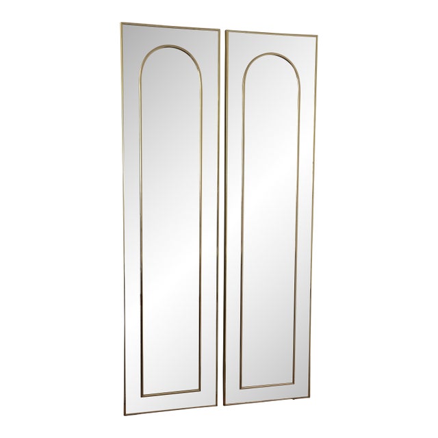 1970s Two Panel Double Sided Mirror Screen / Room Divider For Sale