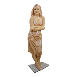 1980s Emily Kaufman Resin Solitaire Woman Smoking Cigarette Wall Art Sculpture 54" For Sale