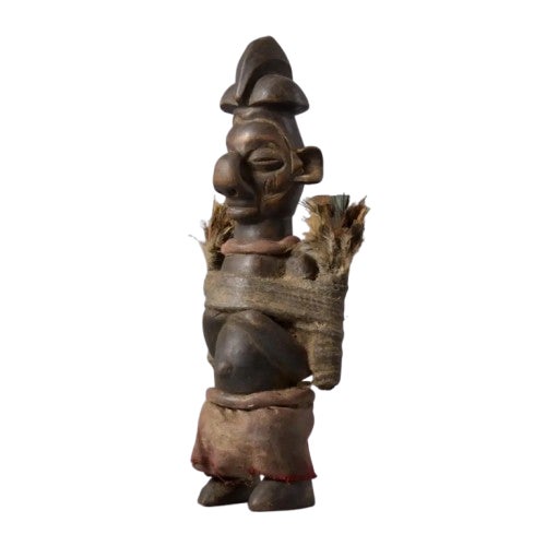 Early 20th Century Yaka Miniature Fetish With Feathers Figure For Sale