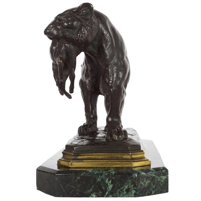French French Antique Bronze Sculpture of Tiger Carrying Gazelle by Paul-Édouard Delabrierre For Sale - Image 3 of 12