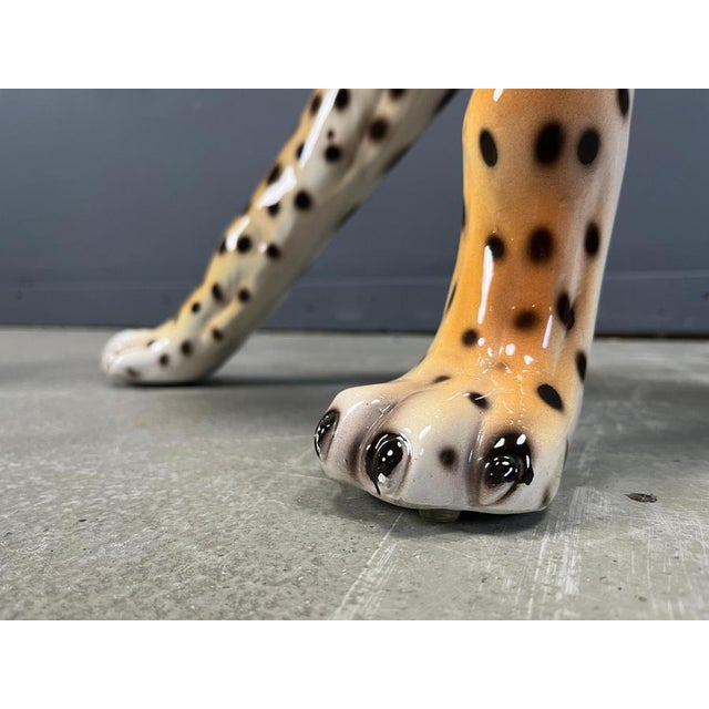 Large Italian Ceramic Leopard Statue, 1960s For Sale - Image 9 of 13