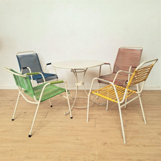 Vintage Blue Spaghetti Armchair, 1970s, in Very Good conditions. Designed 1970 to 1979