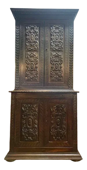 Renaissance Style Two-Body Buffet in Carved Oak