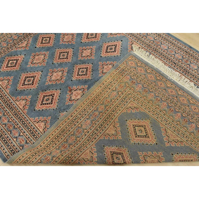 Bokhara Jaldar Rug 6’3” X 9’3” Blue Wool Tribal Hand-Knotted Oriental Carpet For Sale - Image 12 of 13