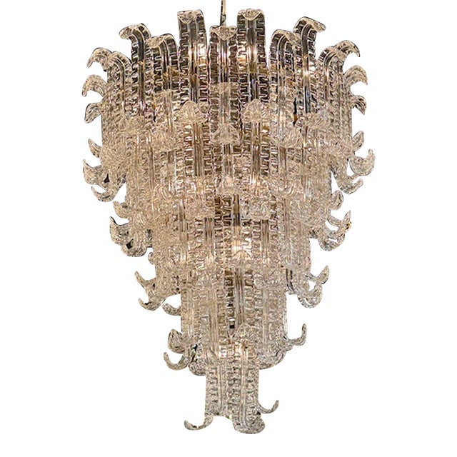 Vintage Waterfall Chandelier Attributed to Barovier For Sale