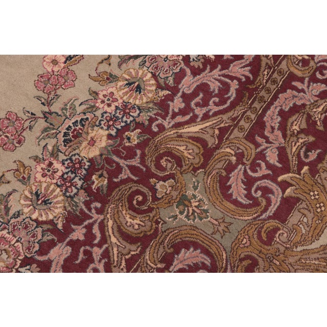 1990s Shabby Chic Abusson Pak-Persian Green/Maroon Wool Rug - 10'0'' X 14'0'' For Sale - Image 5 of 8