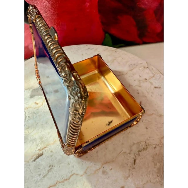 Royal Blue Royal Bovano Italian Style Cobalt Blue Enamel Vintage Cigarette Case or Jewelry Box From the 1950s or 1960s For Sale - Image 8 of 12