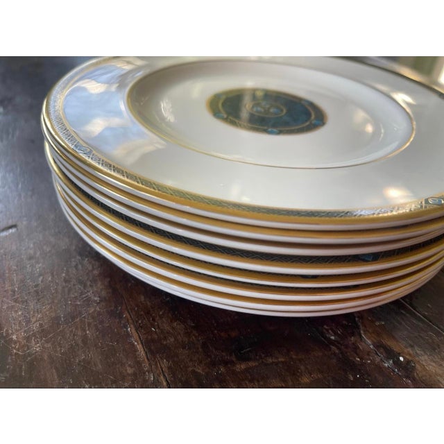 Mid-Century Modern Royal Doulton Green 8” Plates in Biltmore Pattern - Set of Eight (8) For Sale - Image 3 of 10