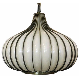 Googie-Style Caged Bubble Murano Pendant For Sale