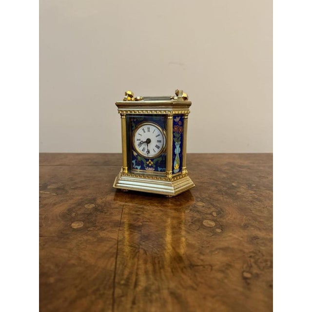 1920s Vintage French Brass Carriage Clock, 1920 For Sale - Image 5 of 7