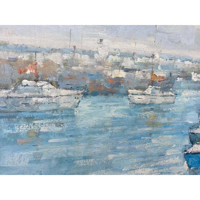 Blue Contemporary Impressionist Style Nautical Oil Painting, 36" X 48" For Sale - Image 8 of 11