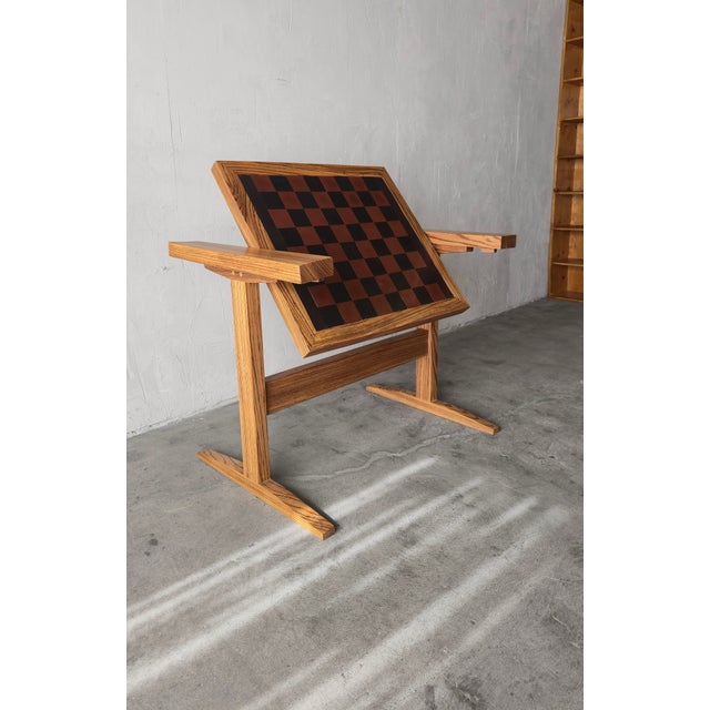 Mid-Century Modern Bespoke Vintage Zebra Wood Multi Game Flip Table For Sale - Image 3 of 11