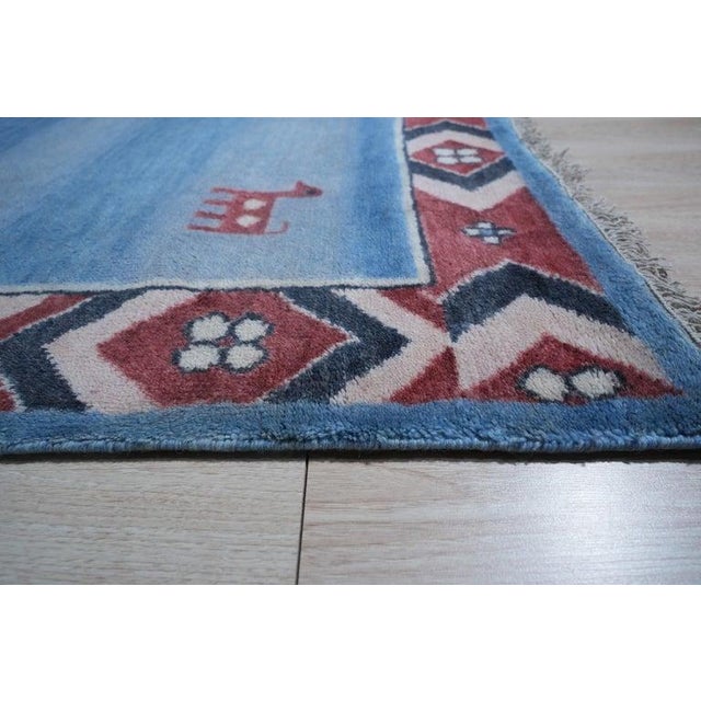 Contemporary 6x9 Blue Hand-Knotted Wool Figurative Sky Pattern Classic Traditional Carpet Rug For Sale - Image 3 of 7