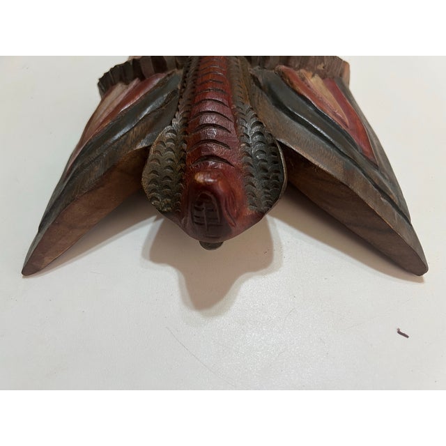 Mid 20th Century Mid 20th Century Thai Hand-Carved Wood Monkey Mask With Sculptural Cobra Headdress For Sale - Image 5 of 11