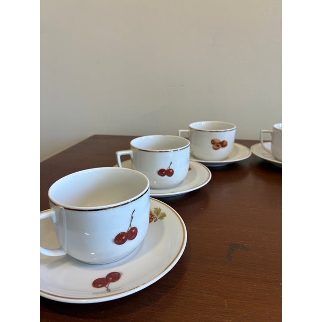 Mid 20th Century Seltmann Weiden Bavaria West Germany Fruit Tea Cups & Saucers - Set of 6 For Sale - Image 14 of 15