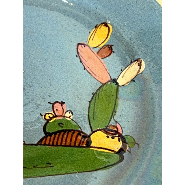1930s Antique Spanish Mission Blue Tlaquepaque 8.5" Plate For Sale - Image 5 of 9