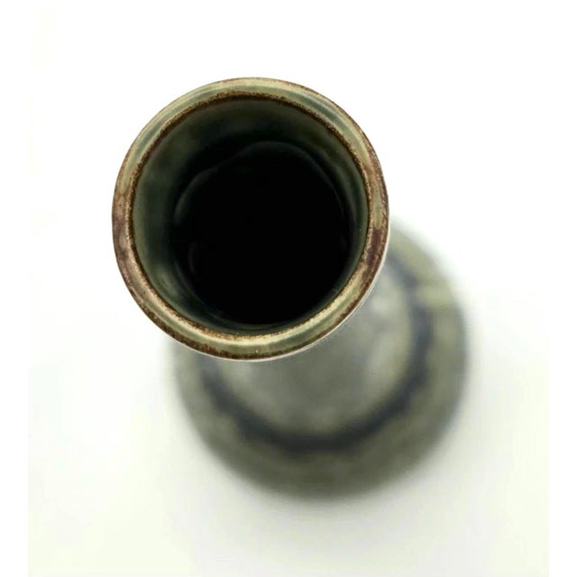 Ceramic Mid 20th Century Scandinavian Faience Ceramic Bud Vase For Sale - Image 7 of 8